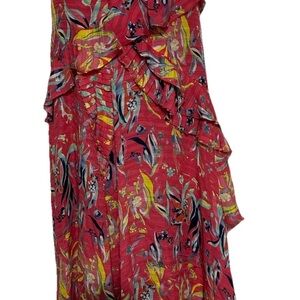 Pre-Owner TANYA TAYLOR  Floral Print Lined Silk Blend Midi A-Line Skirt Size 4